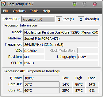 ��������� ����������� ����������� Core-Temp